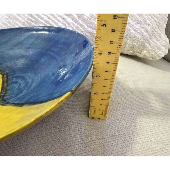 Handcrafted Native American Ceramic Bowl With Sun & Waves  10"W x 4" Tall - Picture 10 of 10